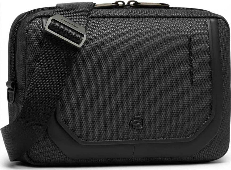 PIQUADRO Piquadro Pochette S143 Donna Nero in Pelle e Tessuto con Tracolla Removibile - 4