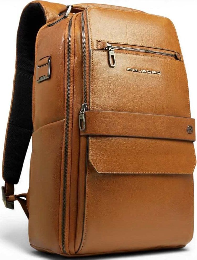 PIQUADRO Piquadro Zaino S141 Uomo Beige in Pelle con Porta PC 14'' e iPad - 4