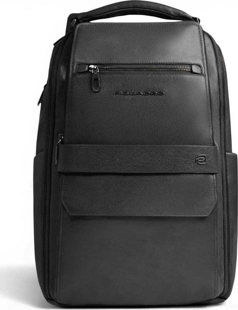 PIQUADRO Piquadro Zaino S141 Uomo Nero in Pelle con Porta PC 14'' e iPad - 2