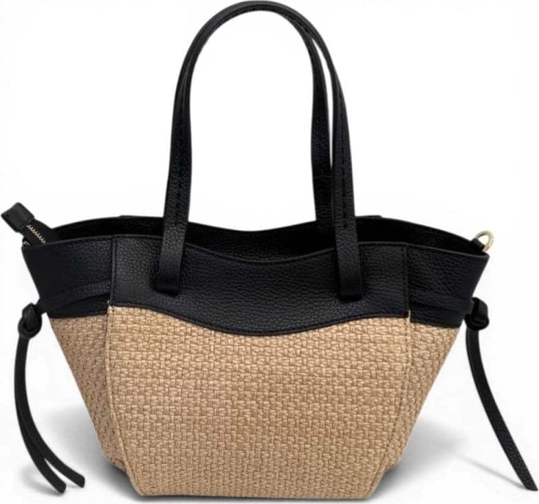 LORISTELLA LorisStella Borsa a mano Donna Naturale Nero in Paglia e Pelle - 5