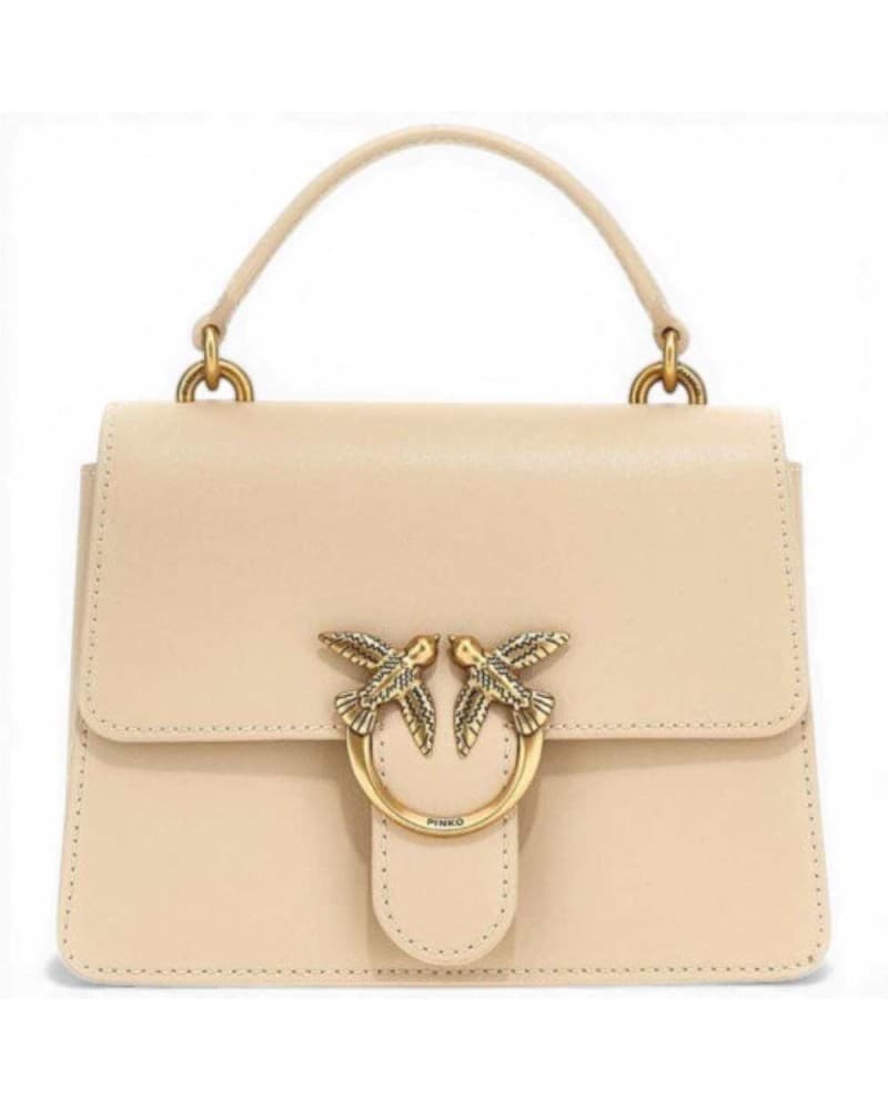 Pinko  Borsa a Mano Love One Top Handle Mini Donna Azzurro in Pelle Seta con Logo Love Birds - 5