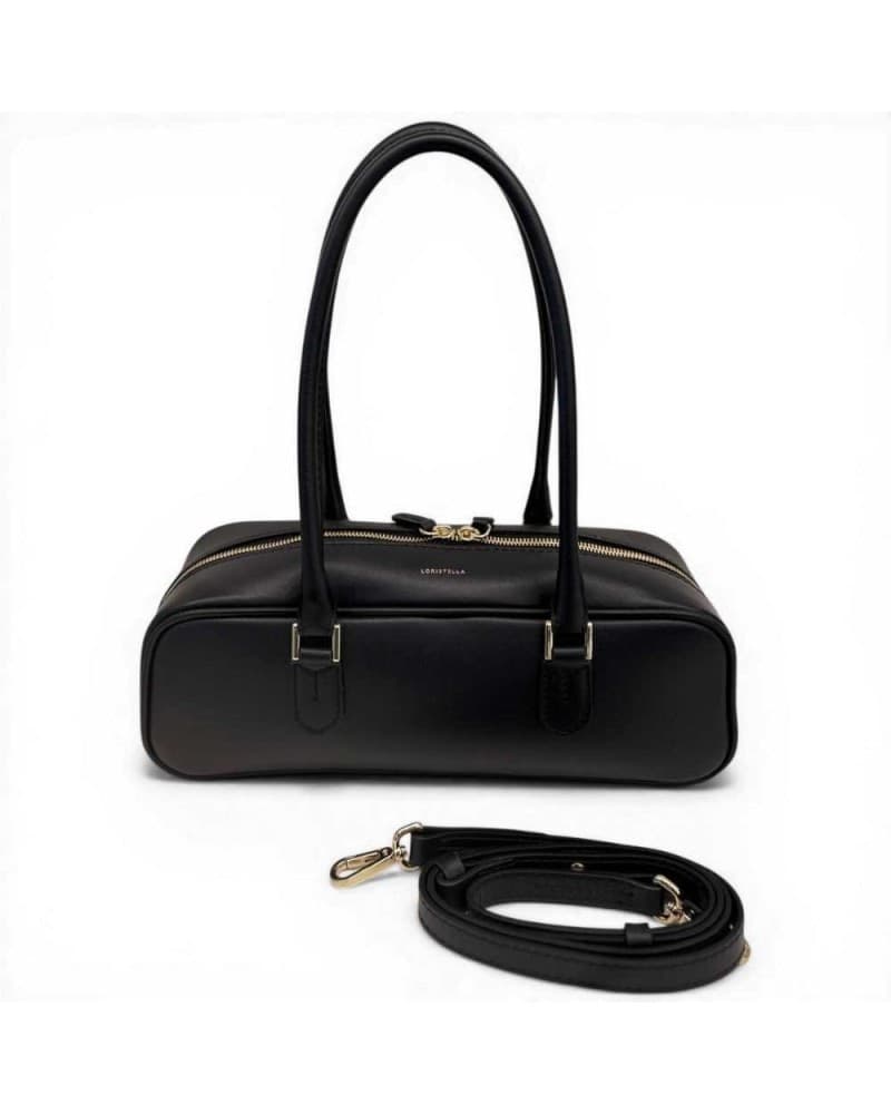 LORISTELLA Loristella Borsa a Mano Linda Donna Nero in Pelle Martellata con Tracolla - 7