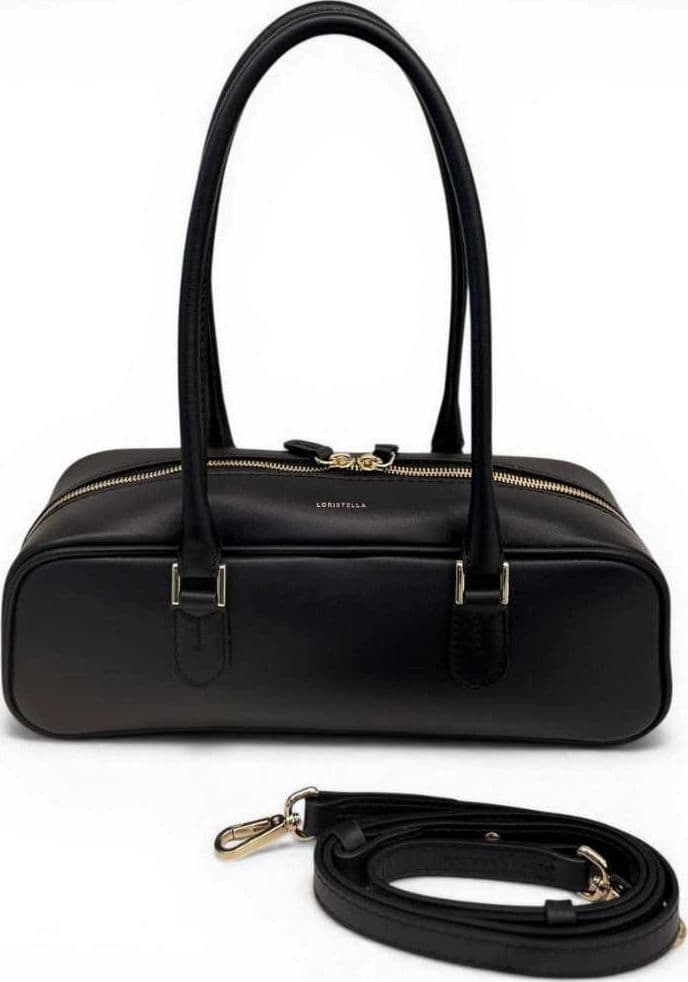 LORISTELLA Loristella Borsa a Mano Linda Donna Nero in Pelle Martellata con Tracolla - 8