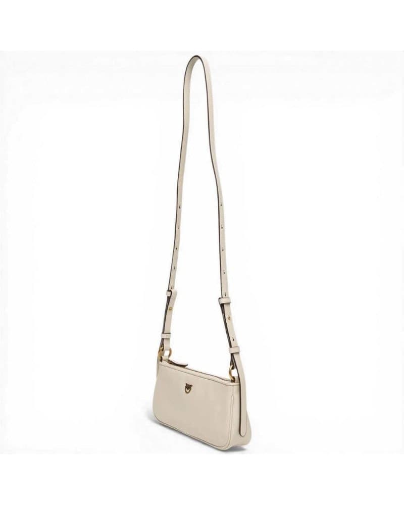 Pinko  Borsa Half Moon Baguette Mini Donna Ecru in Pelle di Vitello Morbida - 5