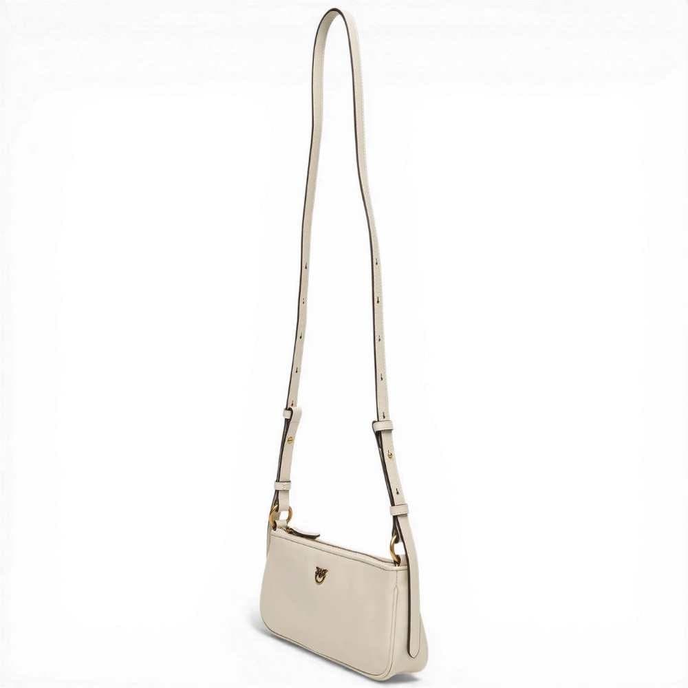 Pinko  Borsa Half Moon Baguette Mini Donna Ecru in Pelle di Vitello Morbida - 6