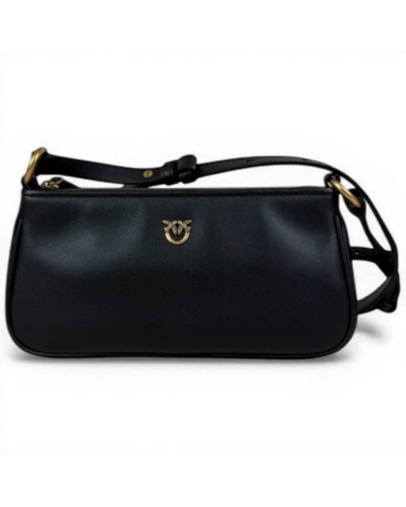 Pinko  Borsa Half Moon Baguette Mini Donna Nero in Pelle di Vitello Morbida - 7