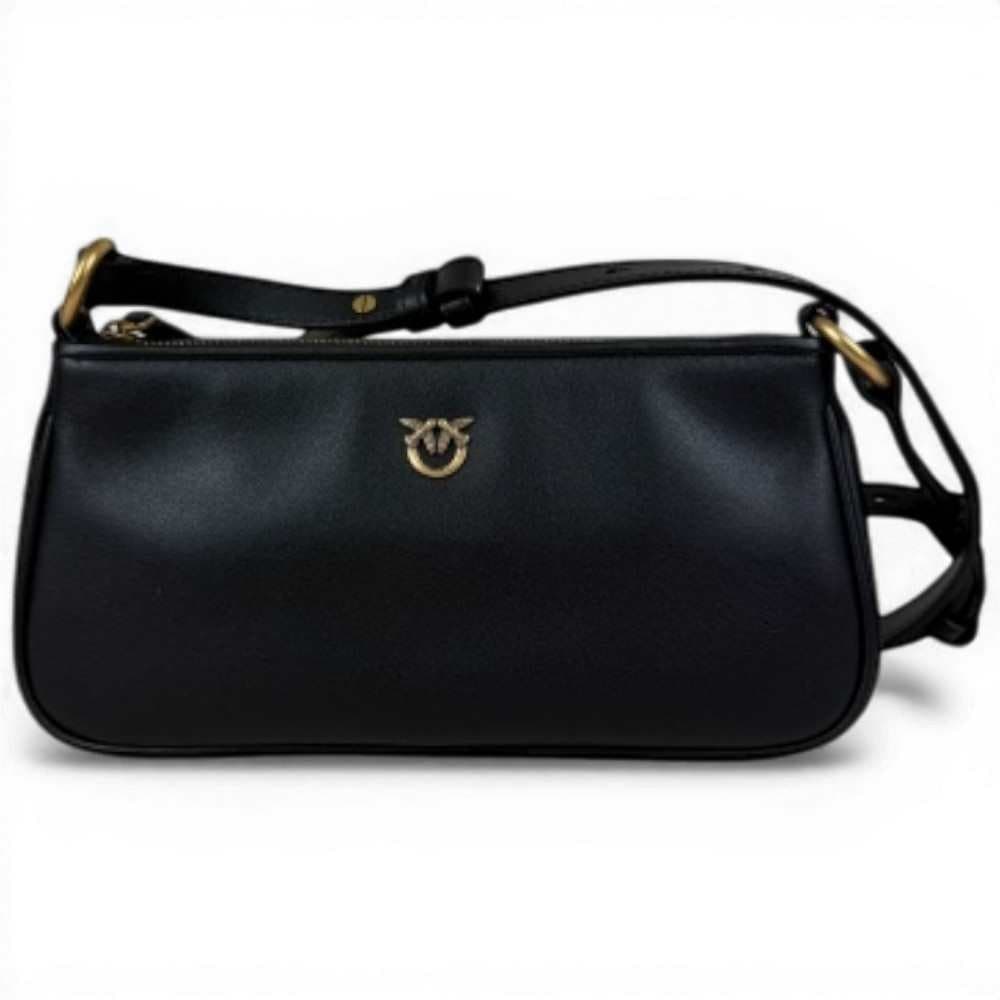 Pinko  Borsa Half Moon Baguette Mini Donna Nero in Pelle di Vitello Morbida - 2