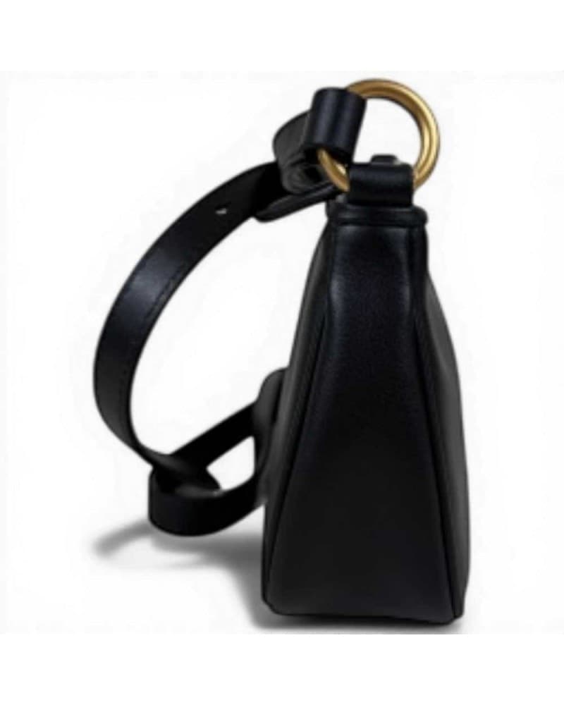 Pinko  Borsa Half Moon Baguette Mini Donna Nero in Pelle di Vitello Morbida - 5
