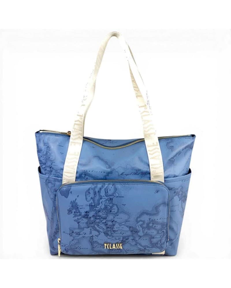 ALVIERO MARTINI 1 CLASSE Alviero Martini Prima Classe Packable Shopping Bag Donna Blu Jeans Soft Color in Tessuto Geo Classic - 7