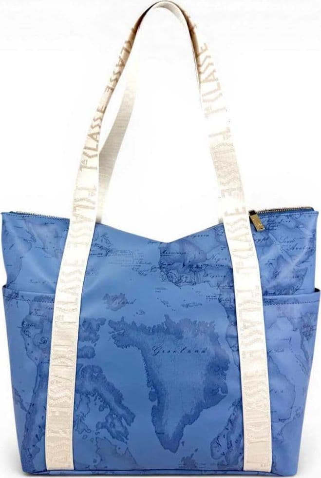 ALVIERO MARTINI 1 CLASSE Alviero Martini Prima Classe Packable Shopping Bag Donna Blu Jeans Soft Color in Tessuto Geo Classic - 4