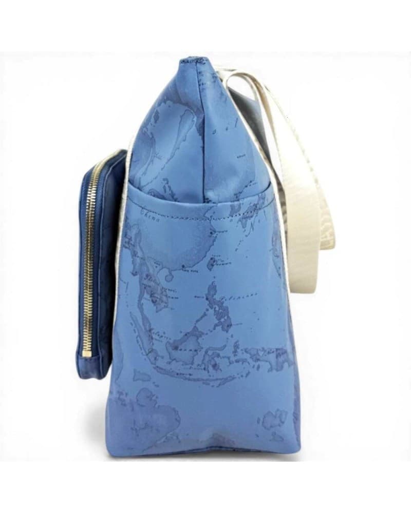 ALVIERO MARTINI 1 CLASSE Alviero Martini Prima Classe Packable Shopping Bag Donna Blu Jeans Soft Color in Tessuto Geo Classic - 5