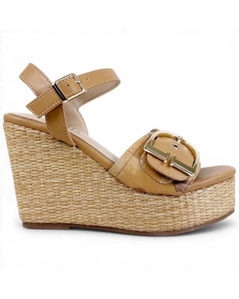 ALVIERO MARTINI 1 CLASSE Alviero Martini Prima Classe Sandalo Zeppa H100 Donna Noce Taglia 38 in Tessuto Geo Classic