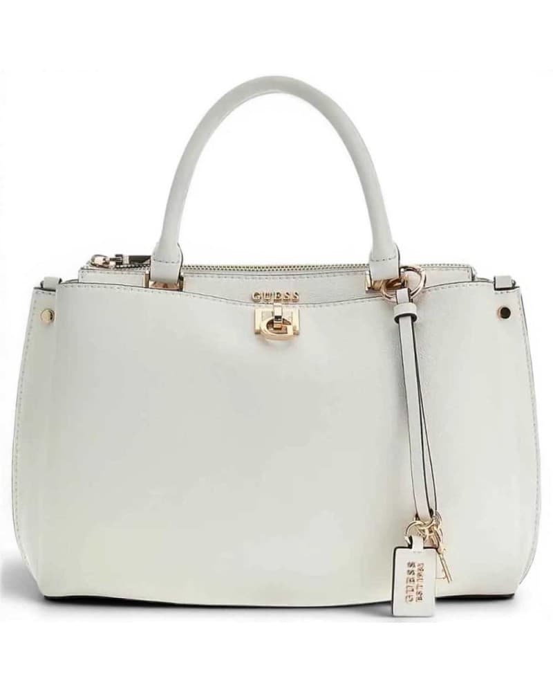 GUESS Guess Borsa Bianca Girlfriend Satchel Donna Bianco in Materiale Sintetico con Logo Frontale - 5