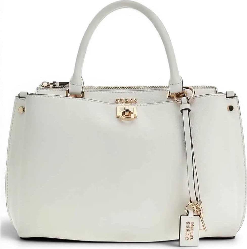 GUESS Guess Borsa Bianca Girlfriend Satchel Donna Bianco in Materiale Sintetico con Logo Frontale - 2