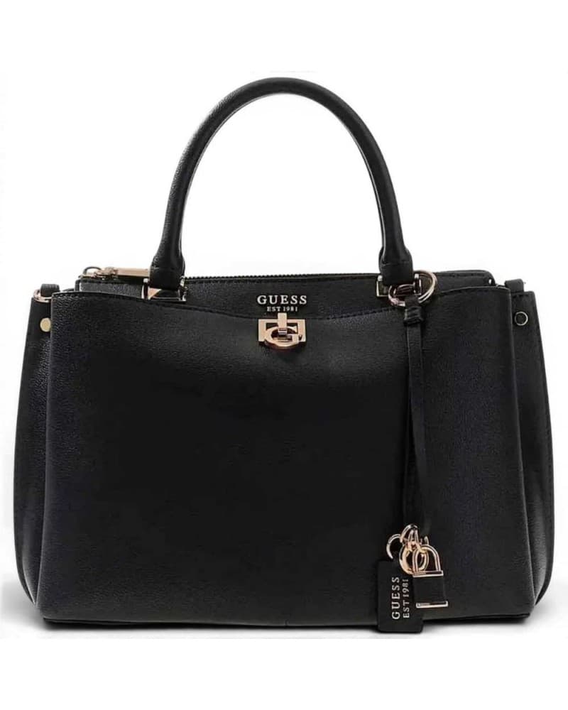 GUESS Guess Borsa Bianca Girlfriend Satchel Donna Nero in Materiale Sintetico con Logo Frontale - 5