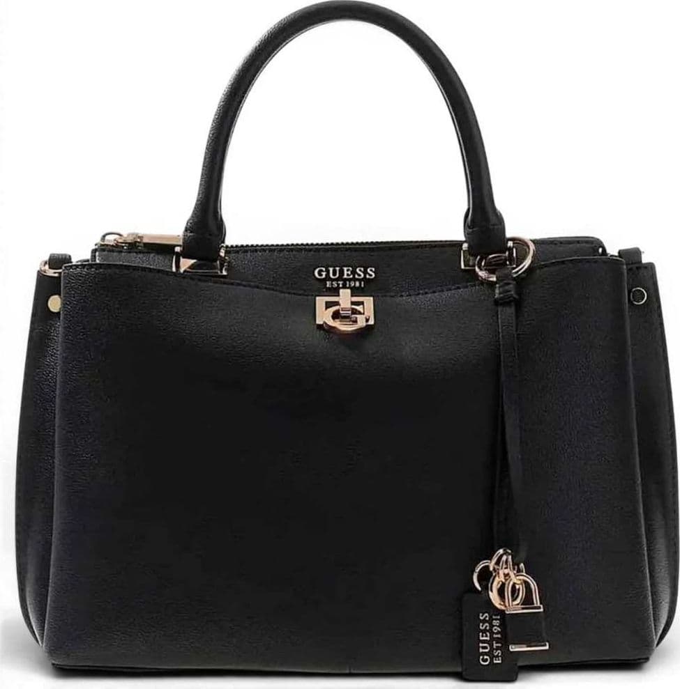 GUESS Guess Borsa Bianca Girlfriend Satchel Donna Nero in Materiale Sintetico con Logo Frontale - 2