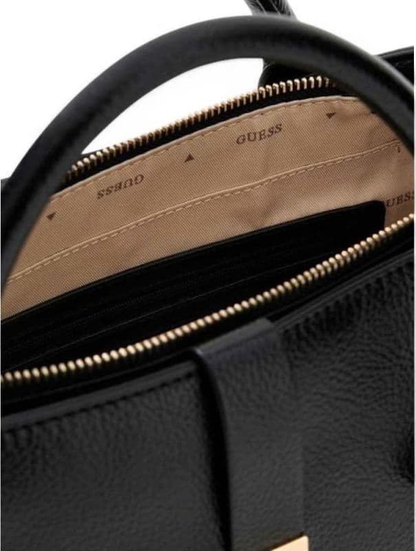 GUESS Guess Borsa Brooke High Society Satchel Donna Nero in Materiale Sintetico con Charm e Logo - 5