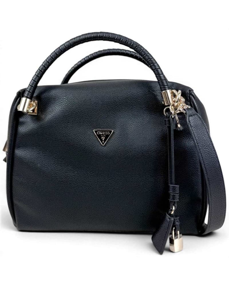 GUESS Guess Borsa Danya Satchel Donna Nero in Materiale Sintetico con Logo Frontale - 5