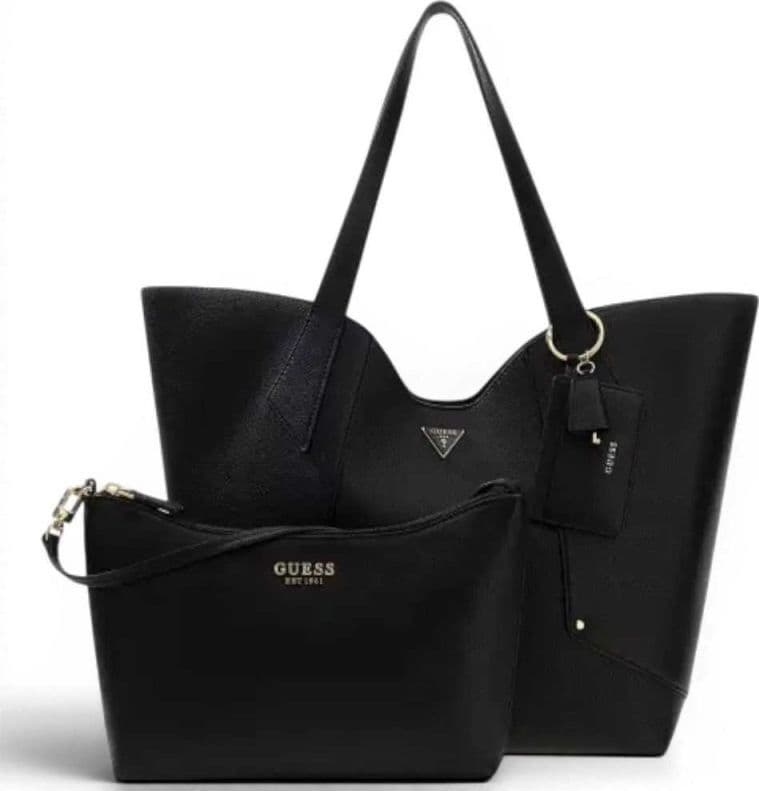 GUESS Guess Borsa Darcy Large 2 in 1 Tote Donna Nero in Materiale Sintetico con Pochette Interna e Logo - 3