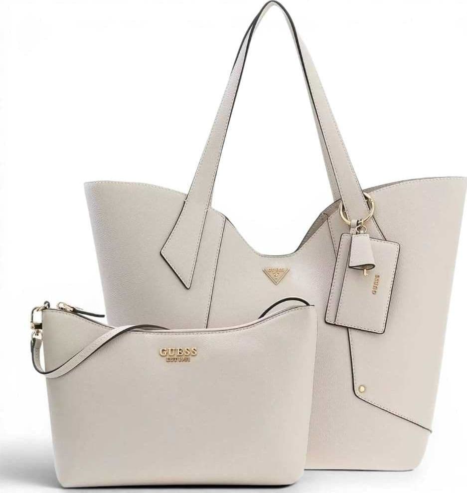GUESS Guess Borsa Darcy Large 2 in 1 Tote Donna Stone in Materiale Sintetico con Pochette Interna e Logo - 4