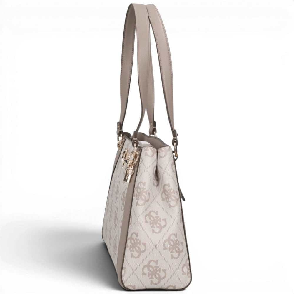 GUESS Guess Borsa Karnilla Logo Girlfriend Carryall Donna Dark Taupe in Materiale Sintetico con Logo 4G e Charm - 4
