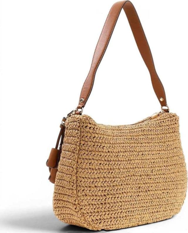 GUESS Guess Borsa Ofelia Hobo Shoulder Bag Donna Naturale e Cognac in Tessuto con Intreccio e Logo - 3