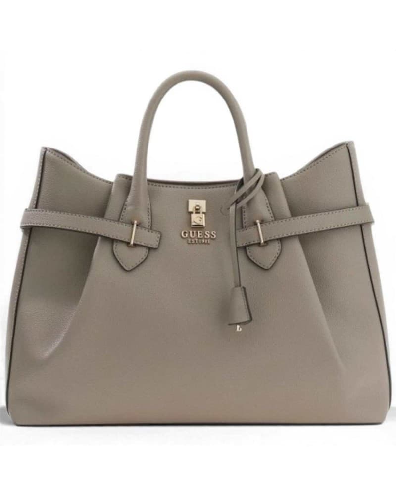 GUESS Guess Borsa Yesba Saffiano Girlfriend Satchel Donna Dark Taupe in Materiale Sintetico con Logo Frontale - 5