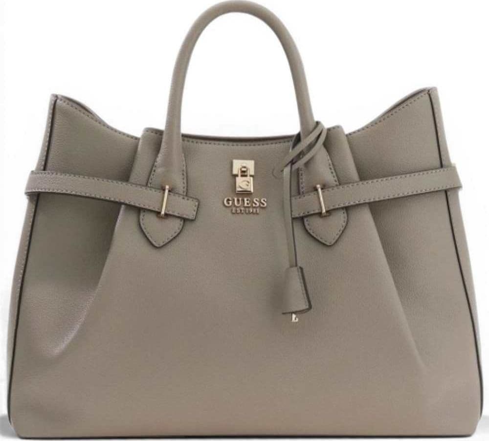 GUESS Guess Borsa Yesba Saffiano Girlfriend Satchel Donna Dark Taupe in Materiale Sintetico con Logo Frontale - 2
