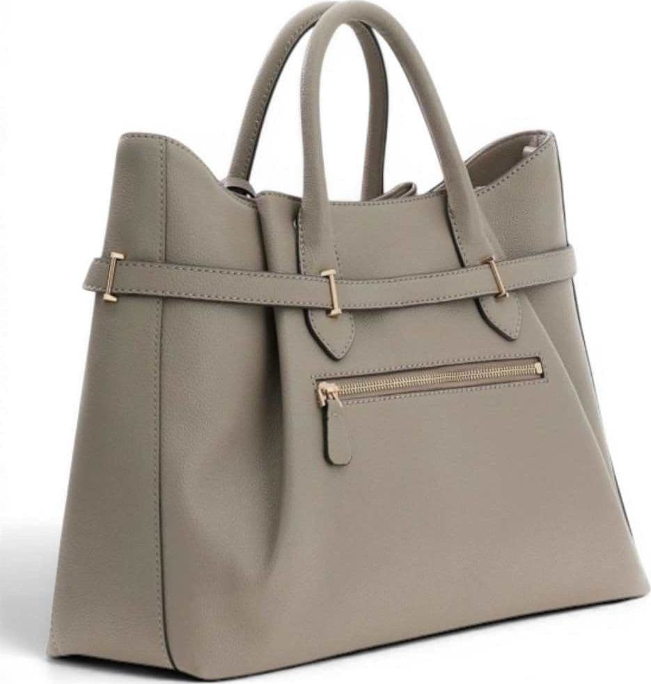 GUESS Guess Borsa Yesba Saffiano Girlfriend Satchel Donna Dark Taupe in Materiale Sintetico con Logo Frontale - 4