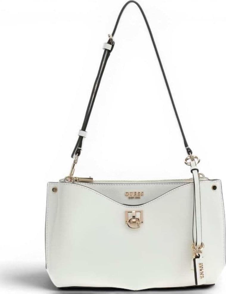 GUESS Guess Borsa a Spalla Bianca Shoulder Bag Donna Bianco in Materiale Sintetico con Logo Triangolo - 2