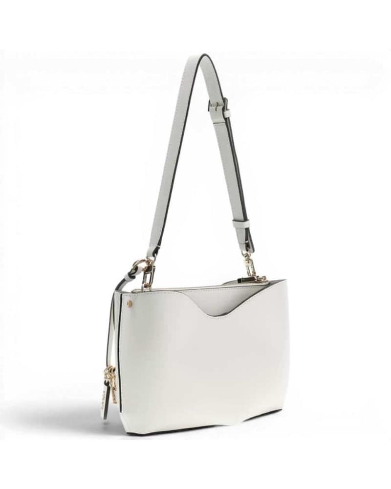 GUESS Guess Borsa a Spalla Bianca Shoulder Bag Donna Bianco in Materiale Sintetico con Logo Triangolo - 3