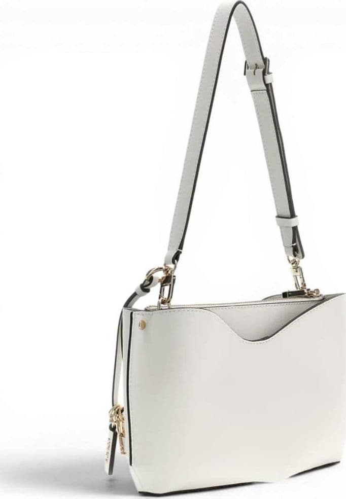 GUESS Guess Borsa a Spalla Bianca Shoulder Bag Donna Bianco in Materiale Sintetico con Logo Triangolo - 4