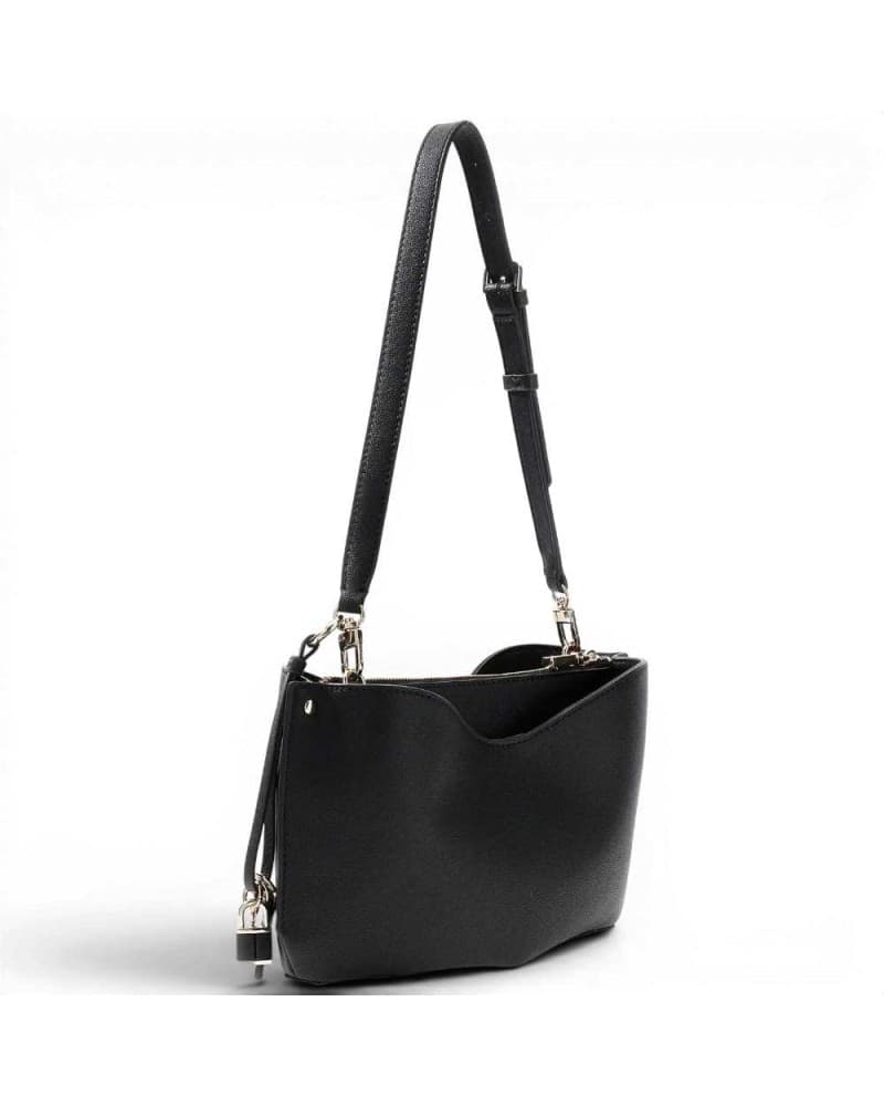 GUESS Guess Borsa a Spalla Bianca Shoulder Bag Donna Nero in Materiale Sintetico con Logo Triangolo - 3