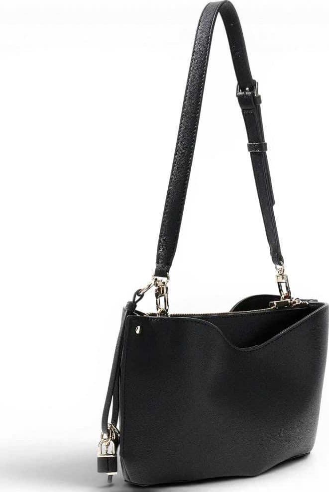 GUESS Guess Borsa a Spalla Bianca Shoulder Bag Donna Nero in Materiale Sintetico con Logo Triangolo - 4