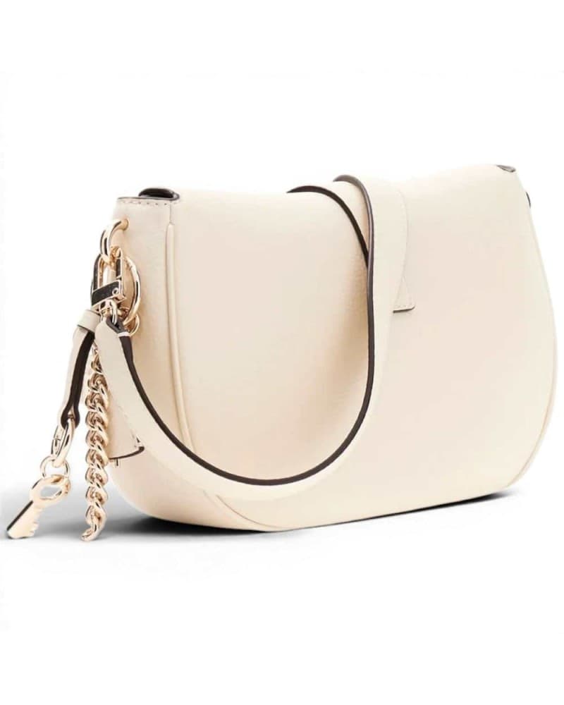 GUESS Guess Borsa a Spalla Brooke Shoulder Bag Donna Off White in Materiale Sintetico con Charm e Logo - 3