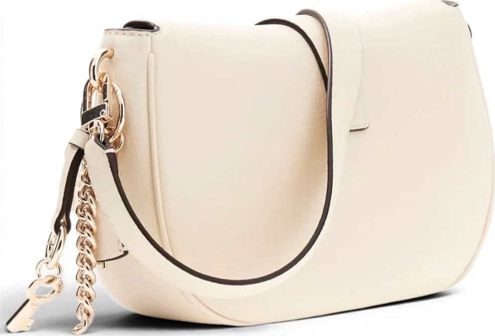 GUESS Guess Borsa a Spalla Brooke Shoulder Bag Donna Off White in Materiale Sintetico con Charm e Logo - 4