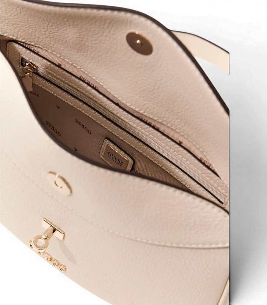 GUESS Guess Borsa a Spalla Brooke Shoulder Bag Donna Off White in Materiale Sintetico con Charm e Logo - 6