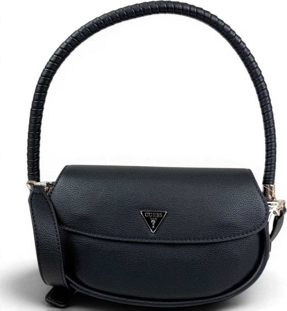 GUESS Guess Borsa a Spalla Danya Flap Donna Nero in Materiale Sintetico con Patta e Logo Frontale - 2