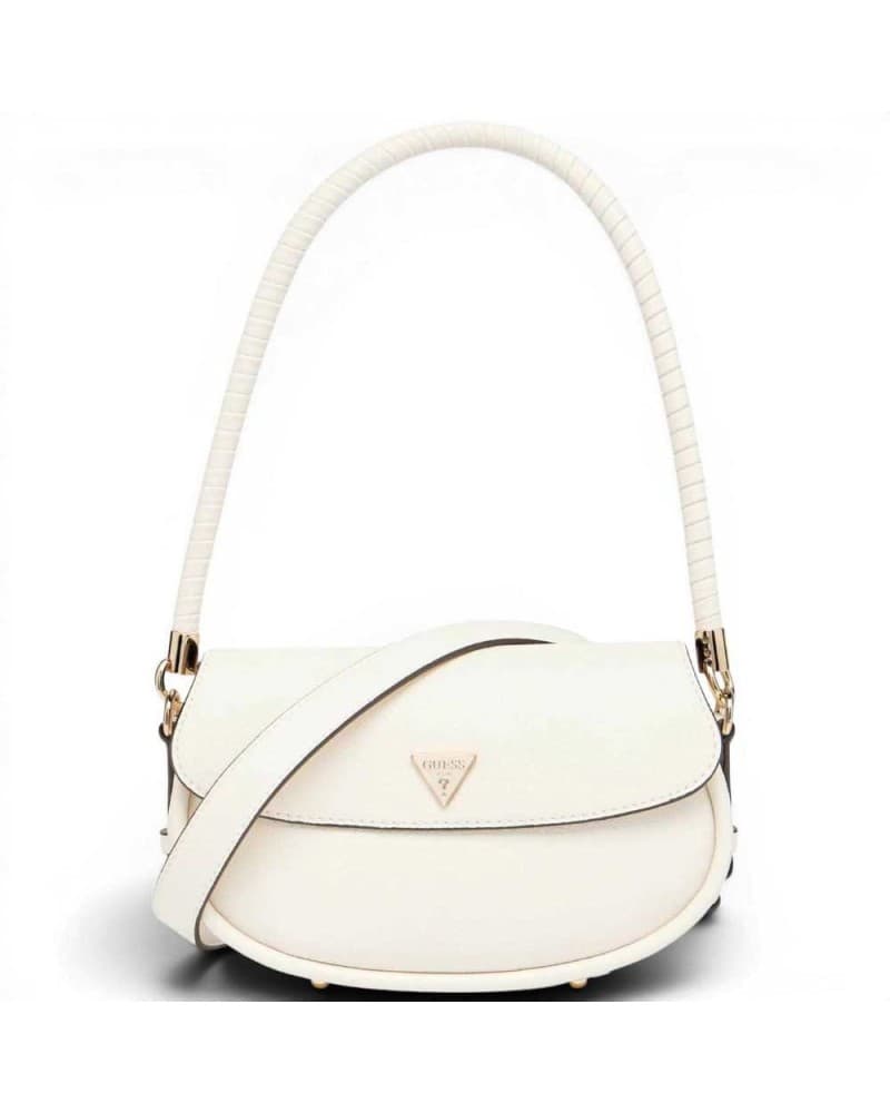 GUESS Guess Borsa a Spalla Danya Flap Donna Off White in Materiale Sintetico con Patta e Logo Frontale - 9