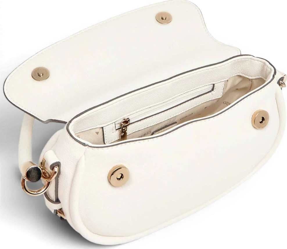 GUESS Guess Borsa a Spalla Danya Flap Donna Off White in Materiale Sintetico con Patta e Logo Frontale - 6