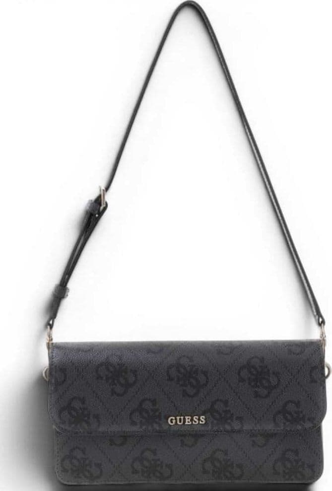 GUESS Guess Borsa a Spalla Sadie Flap Donna Coal Logo in Materiale Sintetico con Patta e Monogramma - 2