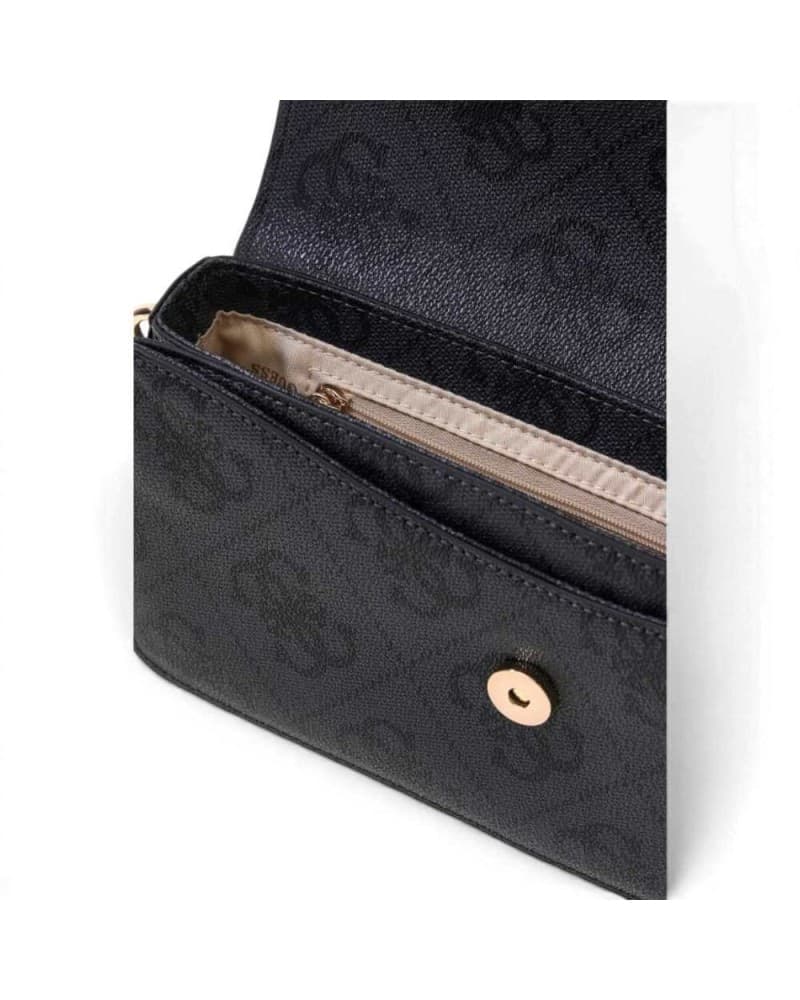 GUESS Guess Borsa a Spalla Sadie Flap Donna Coal Logo in Materiale Sintetico con Patta e Monogramma - 5