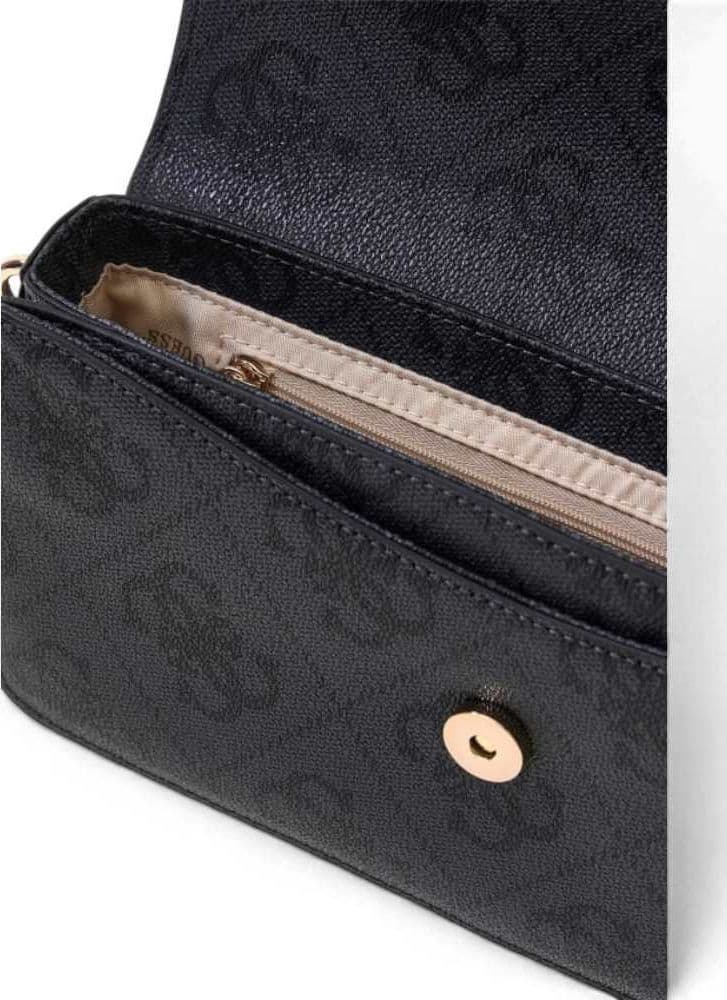 GUESS Guess Borsa a Spalla Sadie Flap Donna Coal Logo in Materiale Sintetico con Patta e Monogramma - 6