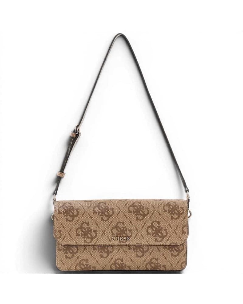 GUESS Guess Borsa a Spalla Sadie Flap Donna Latte Logo in Materiale Sintetico con Patta e Monogramma - 9