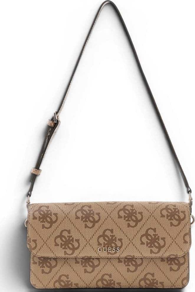 GUESS Guess Borsa a Spalla Sadie Flap Donna Latte Logo in Materiale Sintetico con Patta e Monogramma - 2