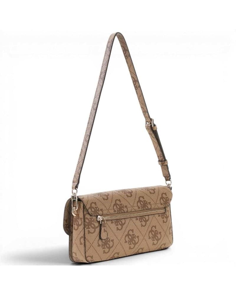 GUESS Guess Borsa a Spalla Sadie Flap Donna Latte Logo in Materiale Sintetico con Patta e Monogramma - 5