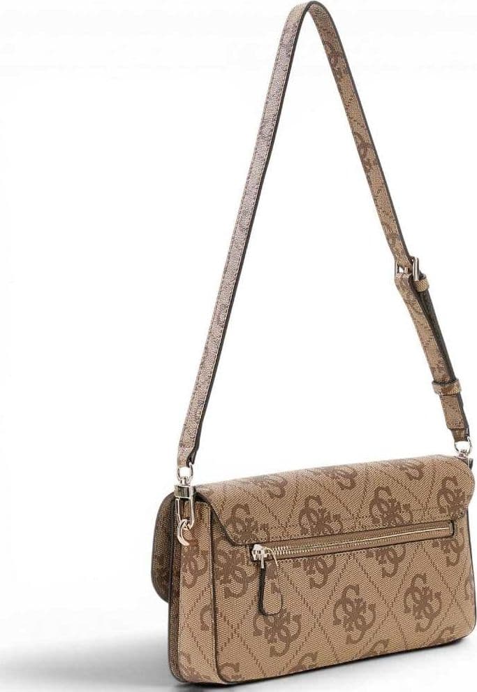 GUESS Guess Borsa a Spalla Sadie Flap Donna Latte Logo in Materiale Sintetico con Patta e Monogramma - 6
