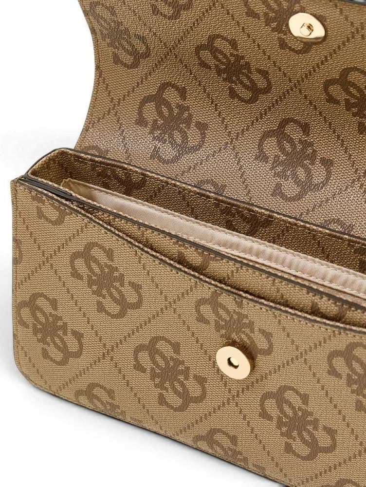 GUESS Guess Borsa a Spalla Sadie Flap Donna Latte Logo in Materiale Sintetico con Patta e Monogramma - 8