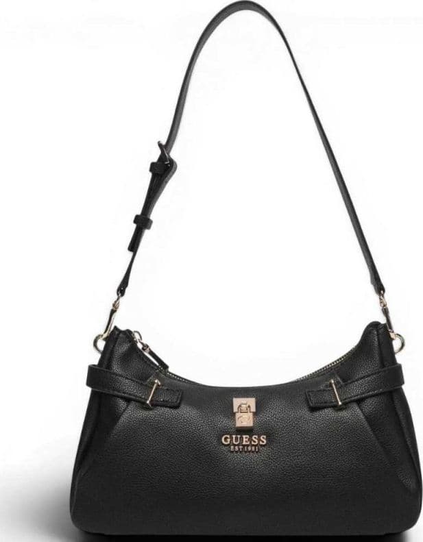 GUESS Guess Borsa a Spalla Yesba Shoulder Bag Donna Nero in Materiale Sintetico con Chiusura Lampo – BLACK