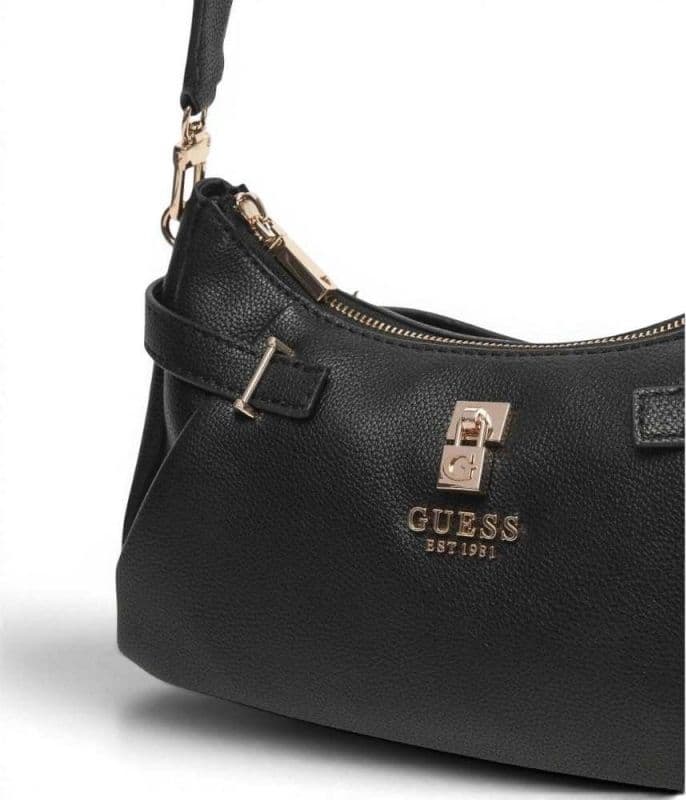 GUESS Guess Borsa a Spalla Yesba Shoulder Bag Donna Nero in Materiale Sintetico con Chiusura Lampo - 3